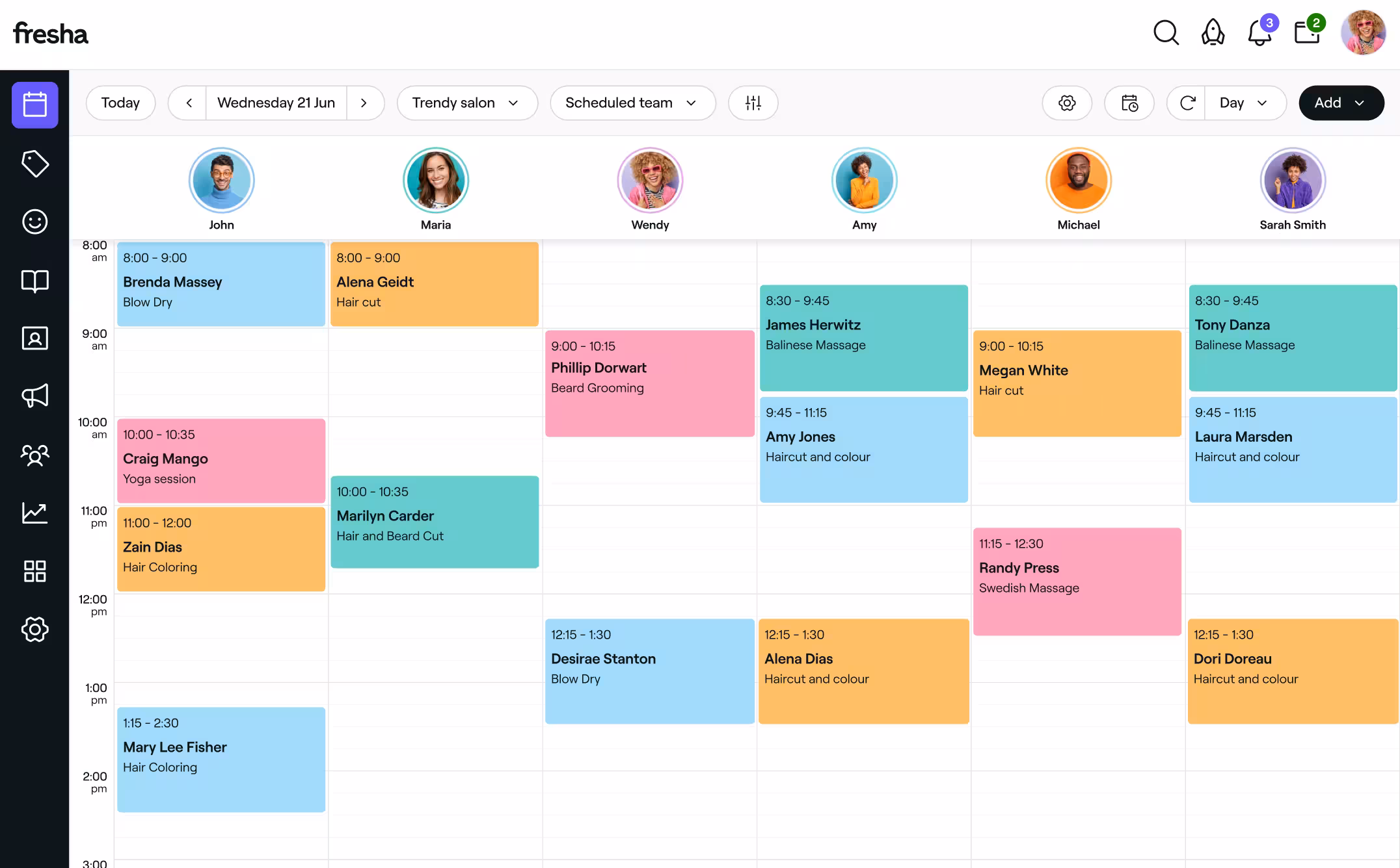 Fresha Spa Booking Software Dashboard